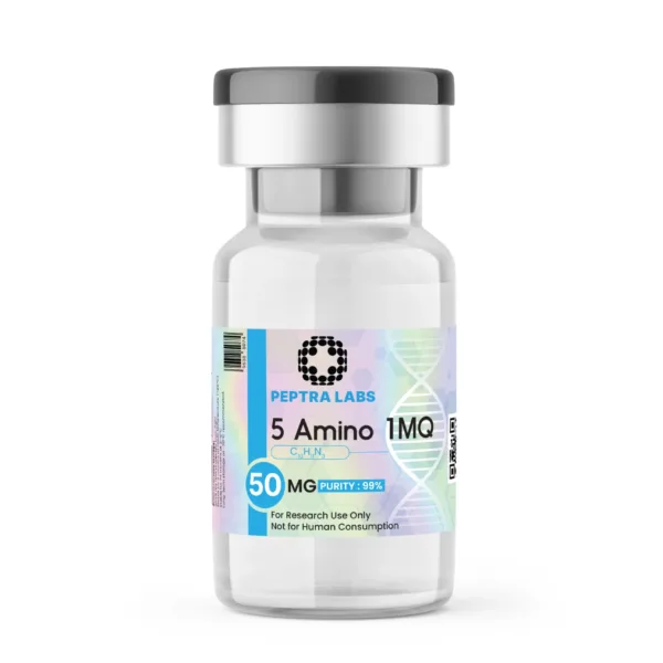 5-Amino-1MQ 50 mg – flacon de composé de recherche, pureté 99 % sur l’étiquette, Peptra Labs