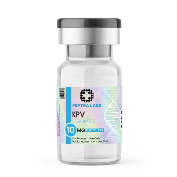 KPV 10 mg – flacon de peptide de recherche, pureté 99 % sur l’étiquette, Peptra Labs