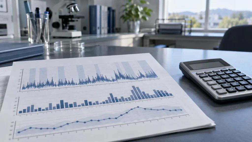 Graphiques de recherche sur le sommeil sur une table de laboratoire