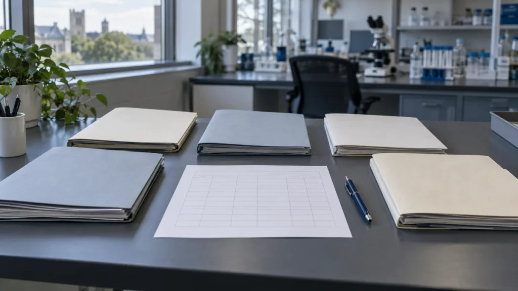 Dossiers d’une revue systématique sur une table de recherche